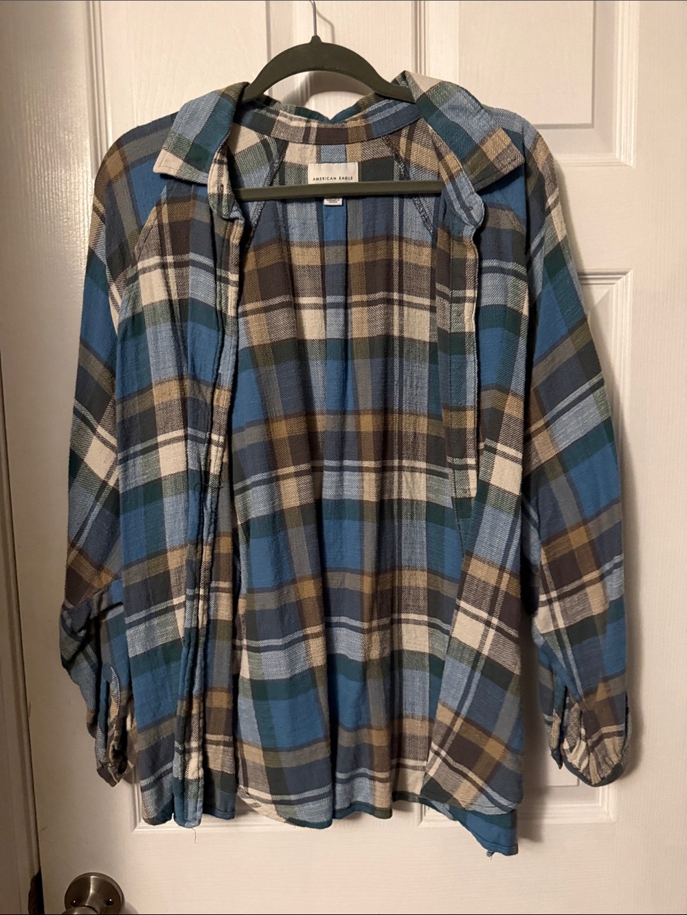 American Eagle Balloon Sleeve Button Down Flannel